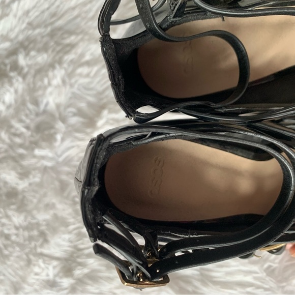 ASOS BLACK PATENT LEATHER HEELS STRAPPY SEXY - Picture 6 of 8